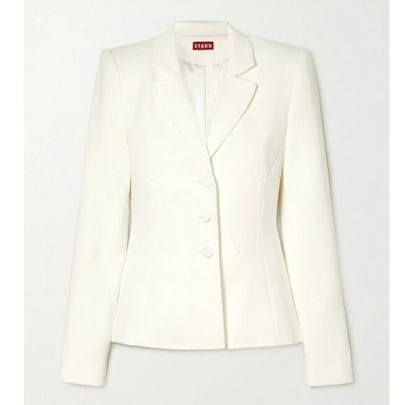 STAUD Carson Paneled Stretch-Crepe Blazer Size Medium - Picture 3 of 12